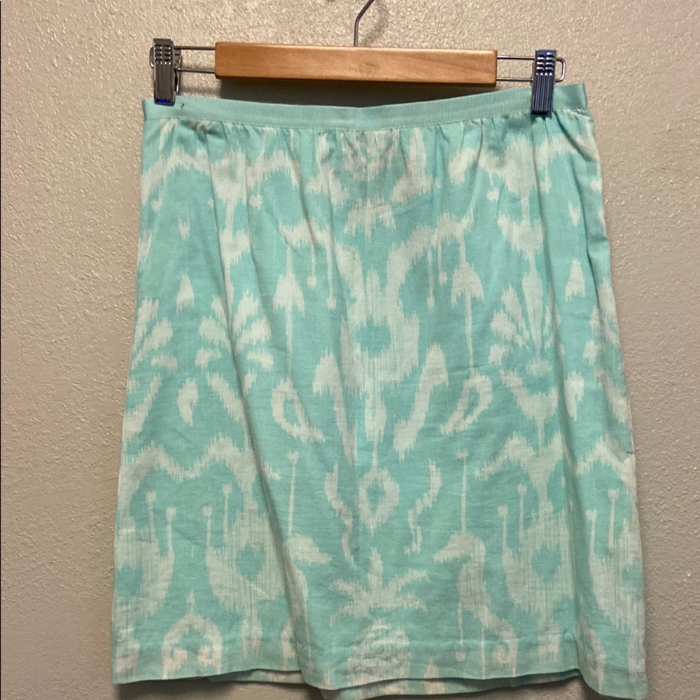 Vineyard Vines 100% Cotton Aqua A-Line Seahorse Tropical Resort Lined Skirt 3469